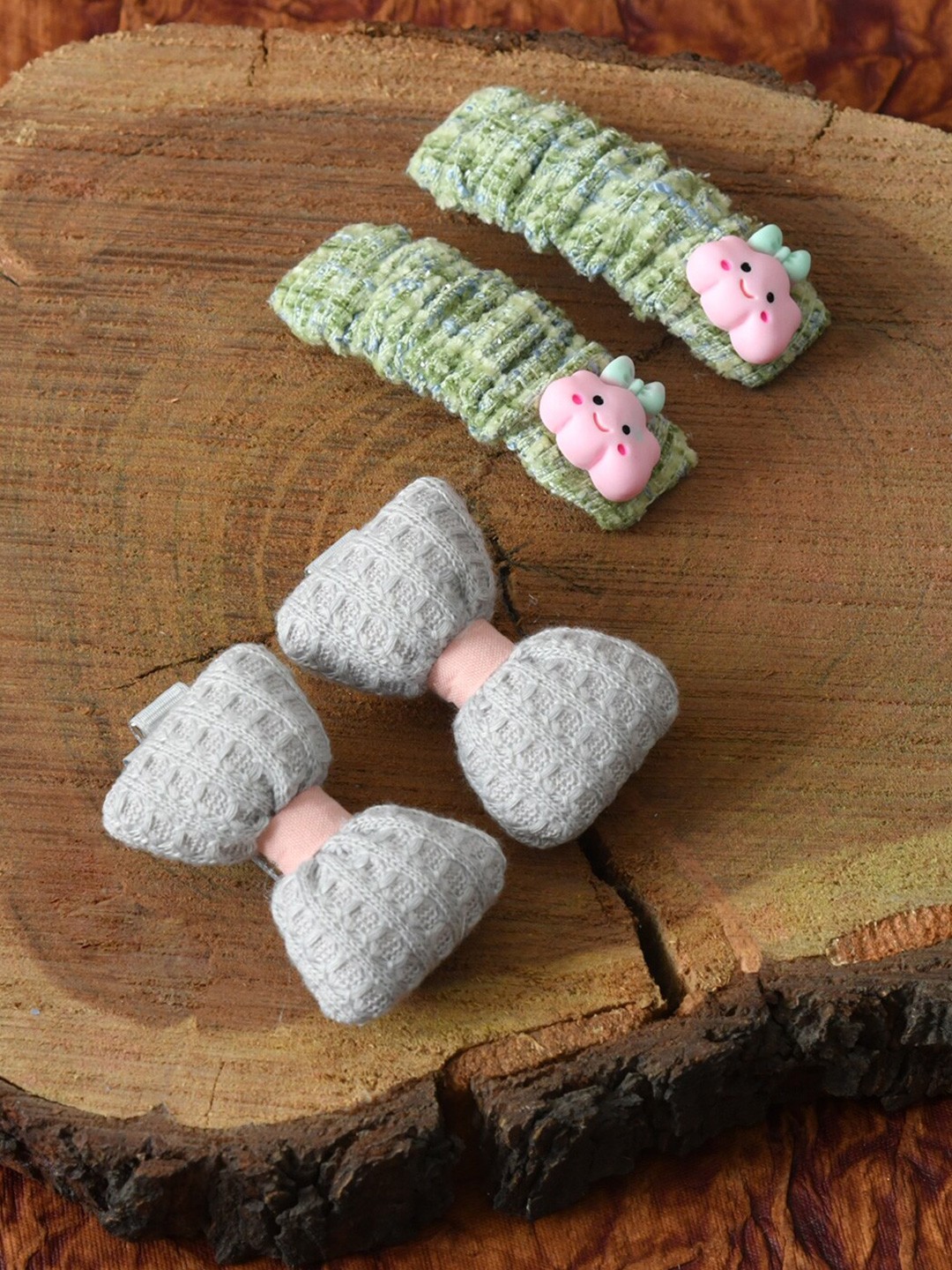 

FUNKRAFTS Girls Set of 4 Green & Grey Claw Clip
