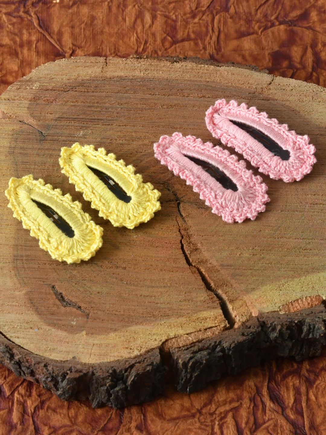 

FUNKRAFTS Girls Pink & Yellow Set of 4 Tic Tac Hair Clip