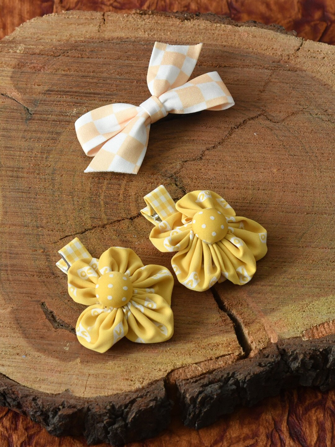 

FUNKRAFTS Girls Yellow & White Set of 3 Alligator Hair Clip