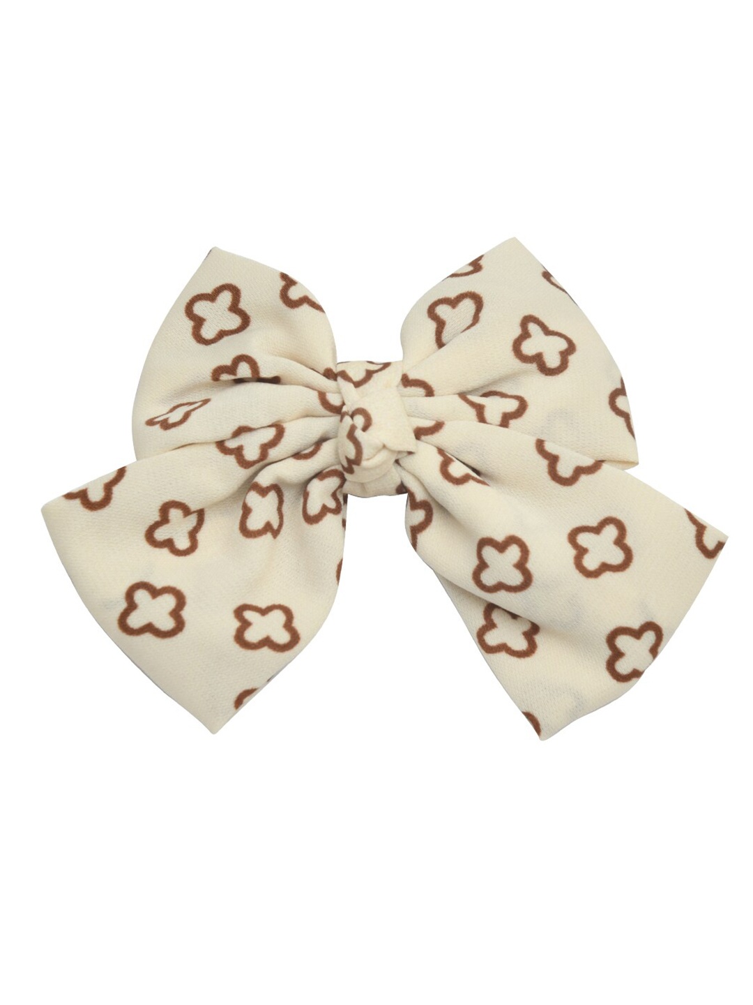 

FUNKRAFTS Girls Off-White & Brown Printed Bow Alligator Hair Clip