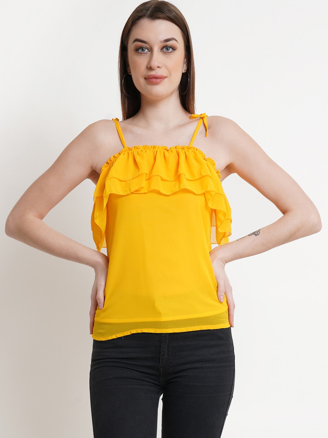 

DODO & MOA Yellow Ruffles Top