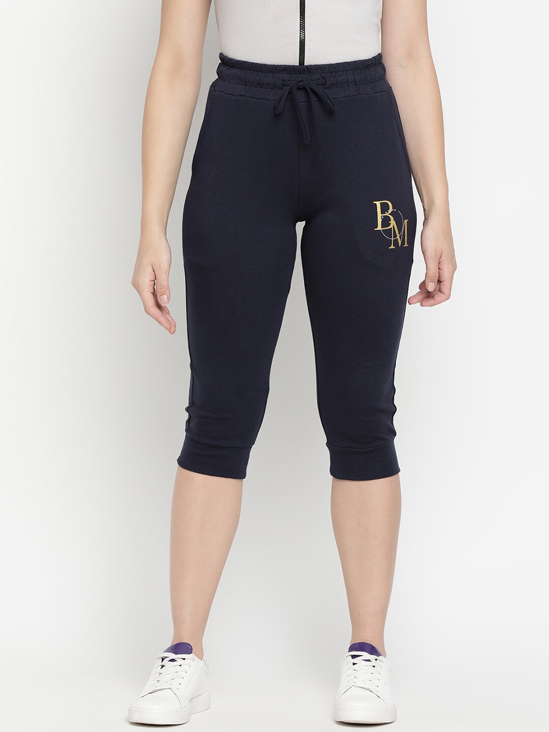 

V2 Value & Variety Women Navy Blue & Gold Solid Capris