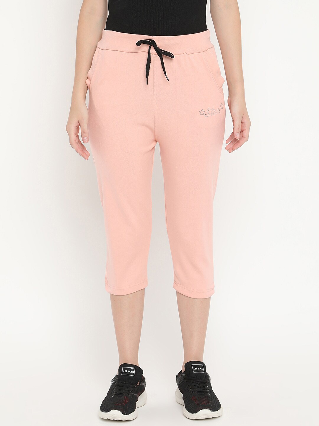 

V2 Value & Variety Women Peach Solid Capri Track Pants