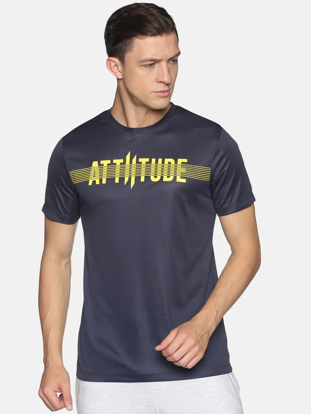

ATTIITUDE Men Navy Blue Printed Regular Fit Slim Fit T-shirt