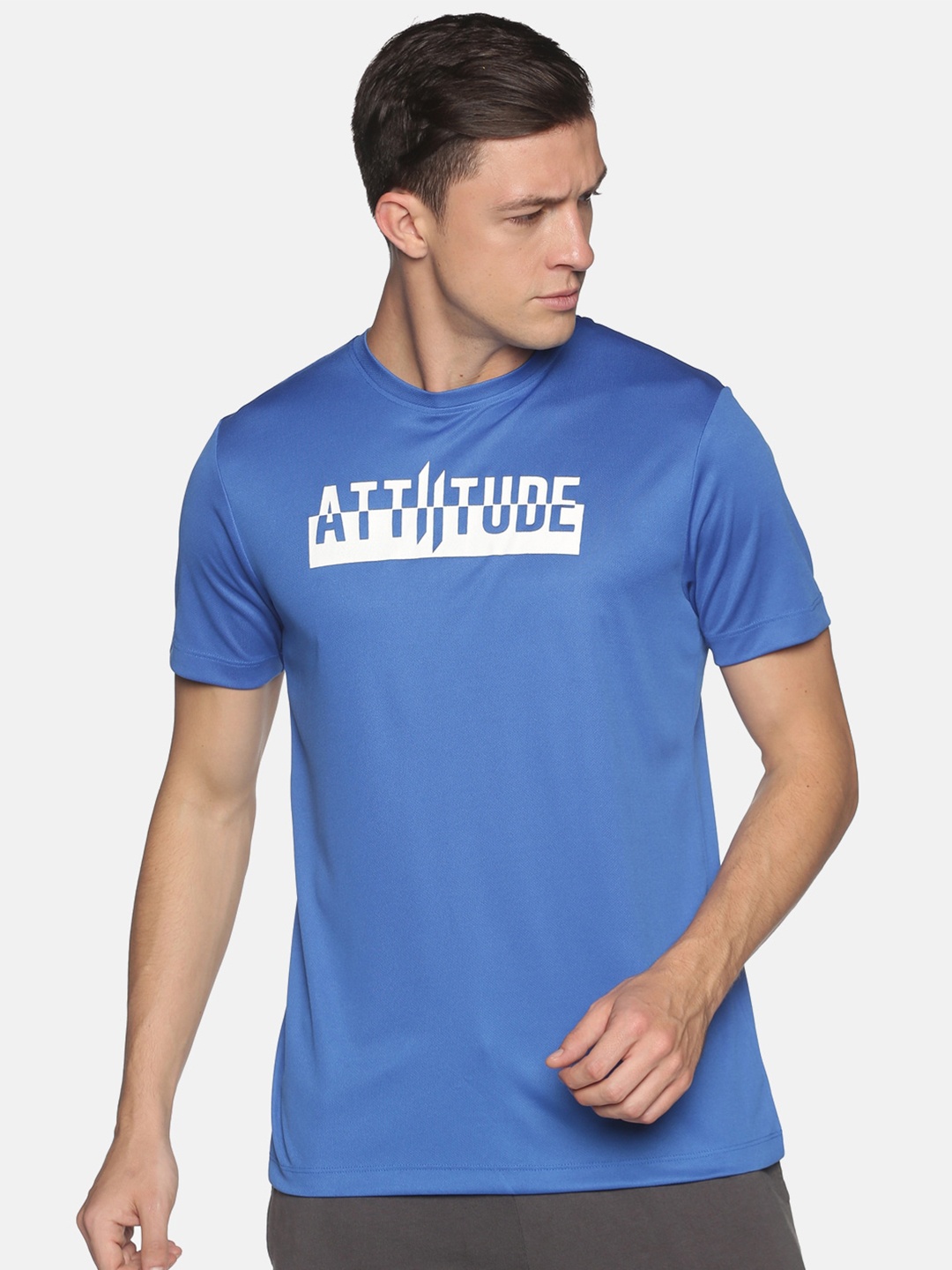 

ATTIITUDE Men Blue Typography Printed Slim Fit T-shirt