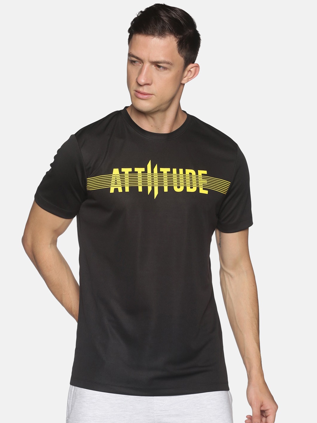 

ATTIITUDE Men Black Typography Printed Slim Fit T-shirt