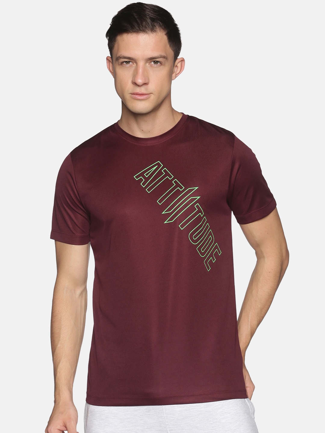 

ATTIITUDE Men Maroon Typography Printed Slim Fit T-shirt