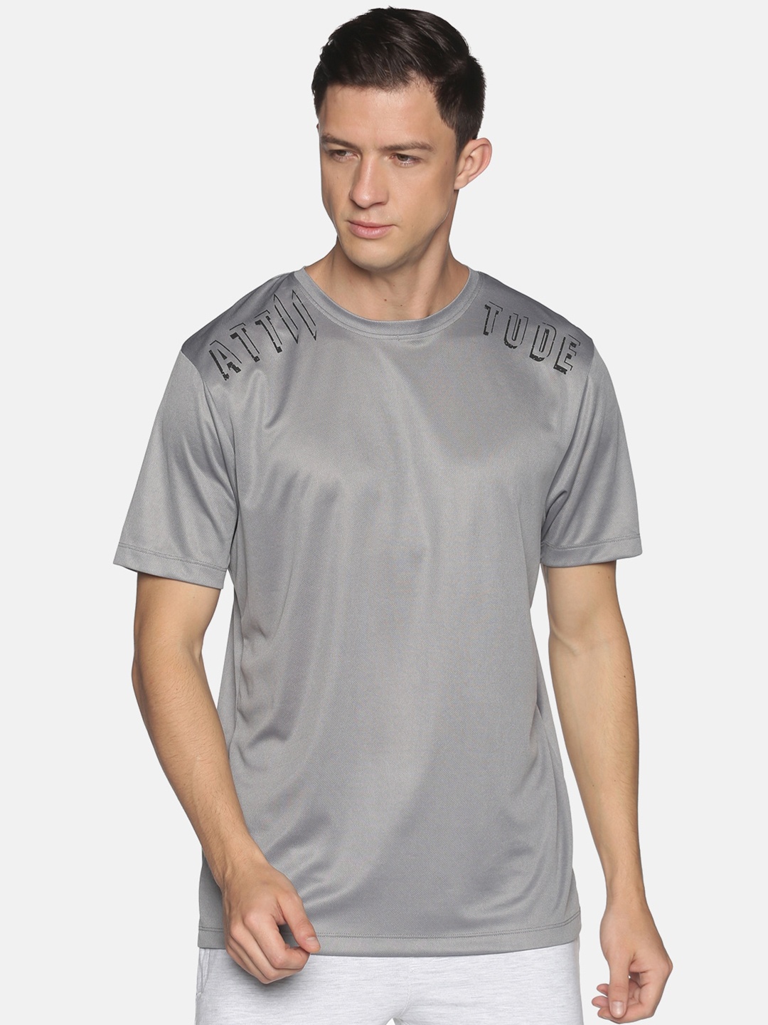 

ATTIITUDE Men Grey Printed Regular Fit Slim Fit T-shirt