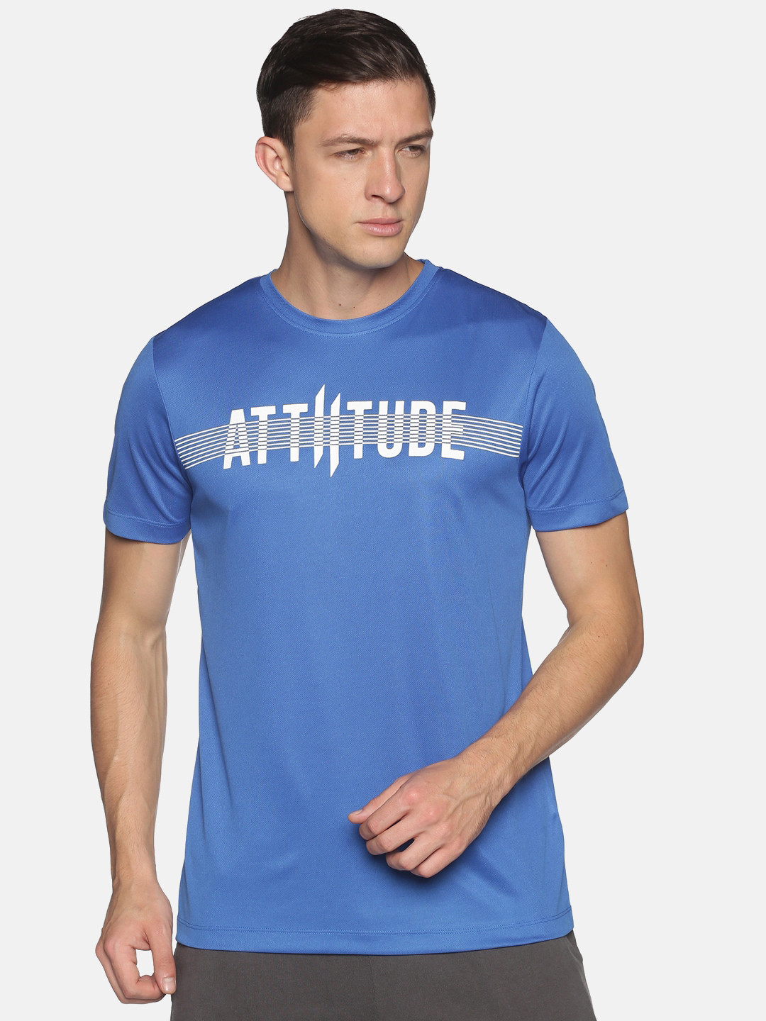 

ATTIITUDE Men Blue Typography Printed Slim Fit T-shirt