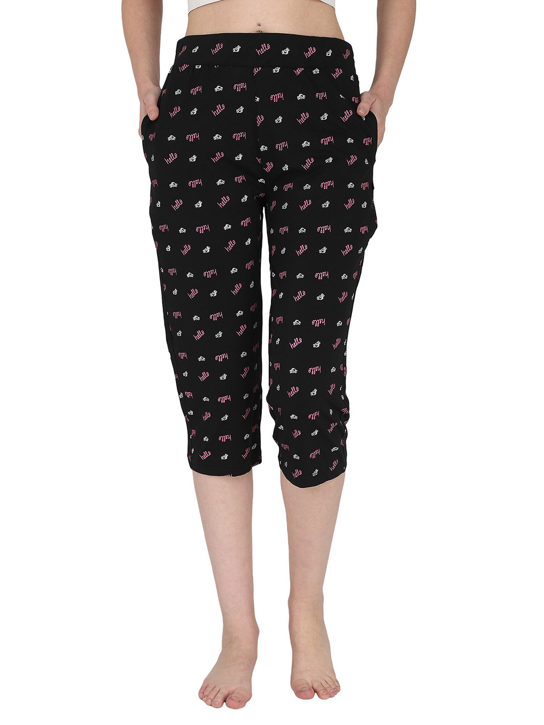 

PROTEENS Women Black & Pink Printed Capris