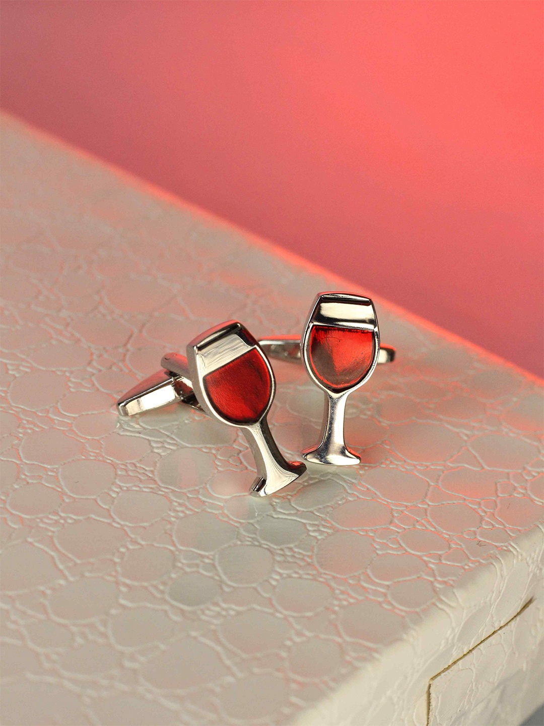 

Tossido Red & Silver-Toned Metal Quirky Cufflink