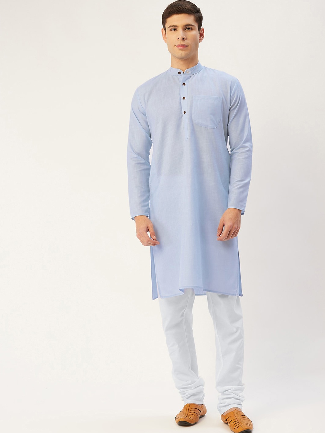 

Jompers Men Blue Pure Cotton Kurta with Churidar
