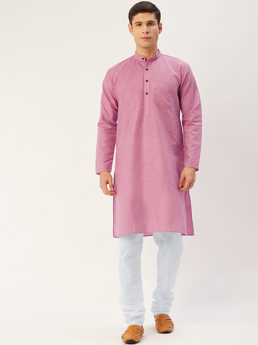 

Jompers Men Pink Pure Cotton Kurta with Pyjamas