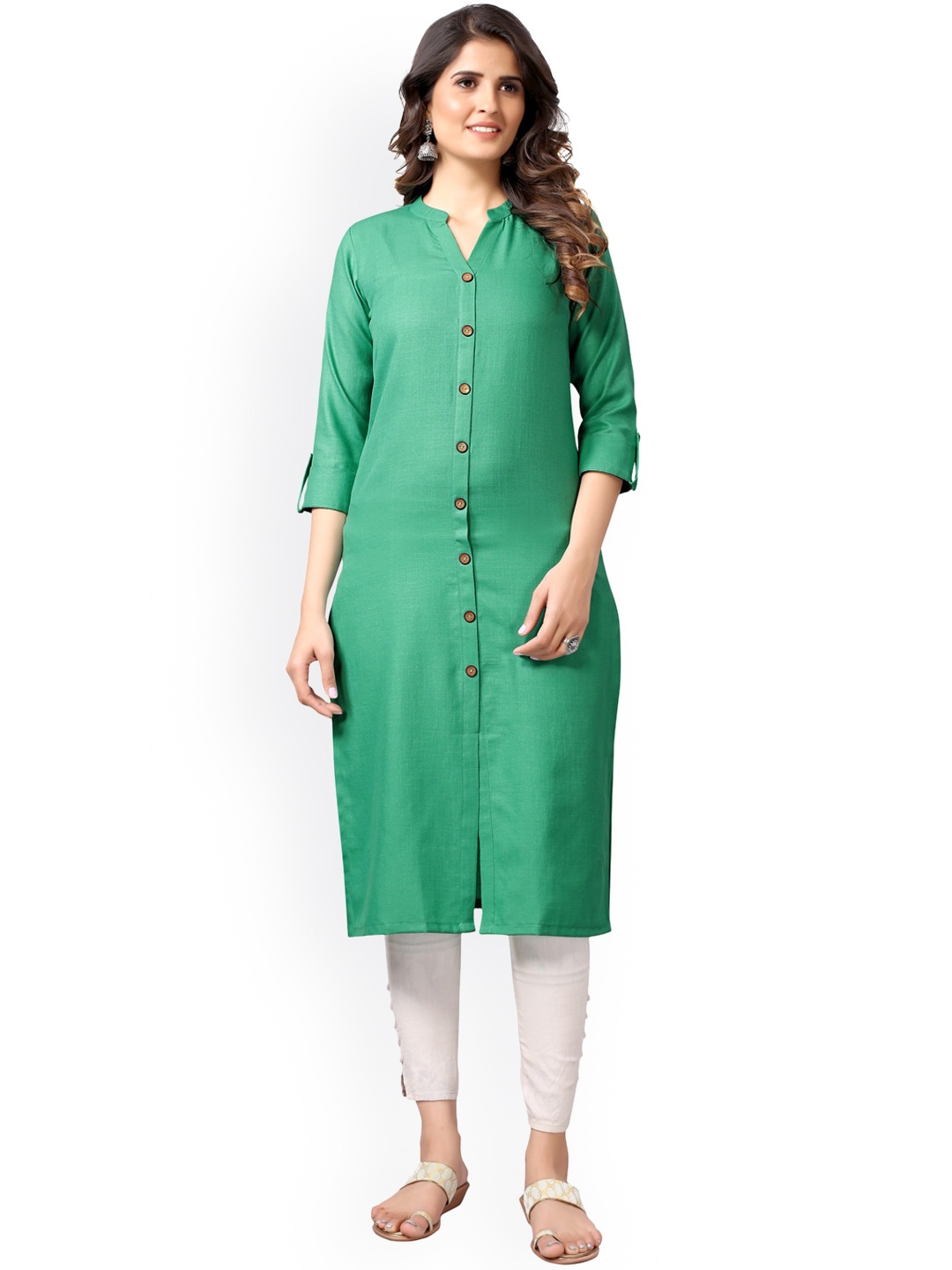 

KALINI Women Sea Green Solid Kurta