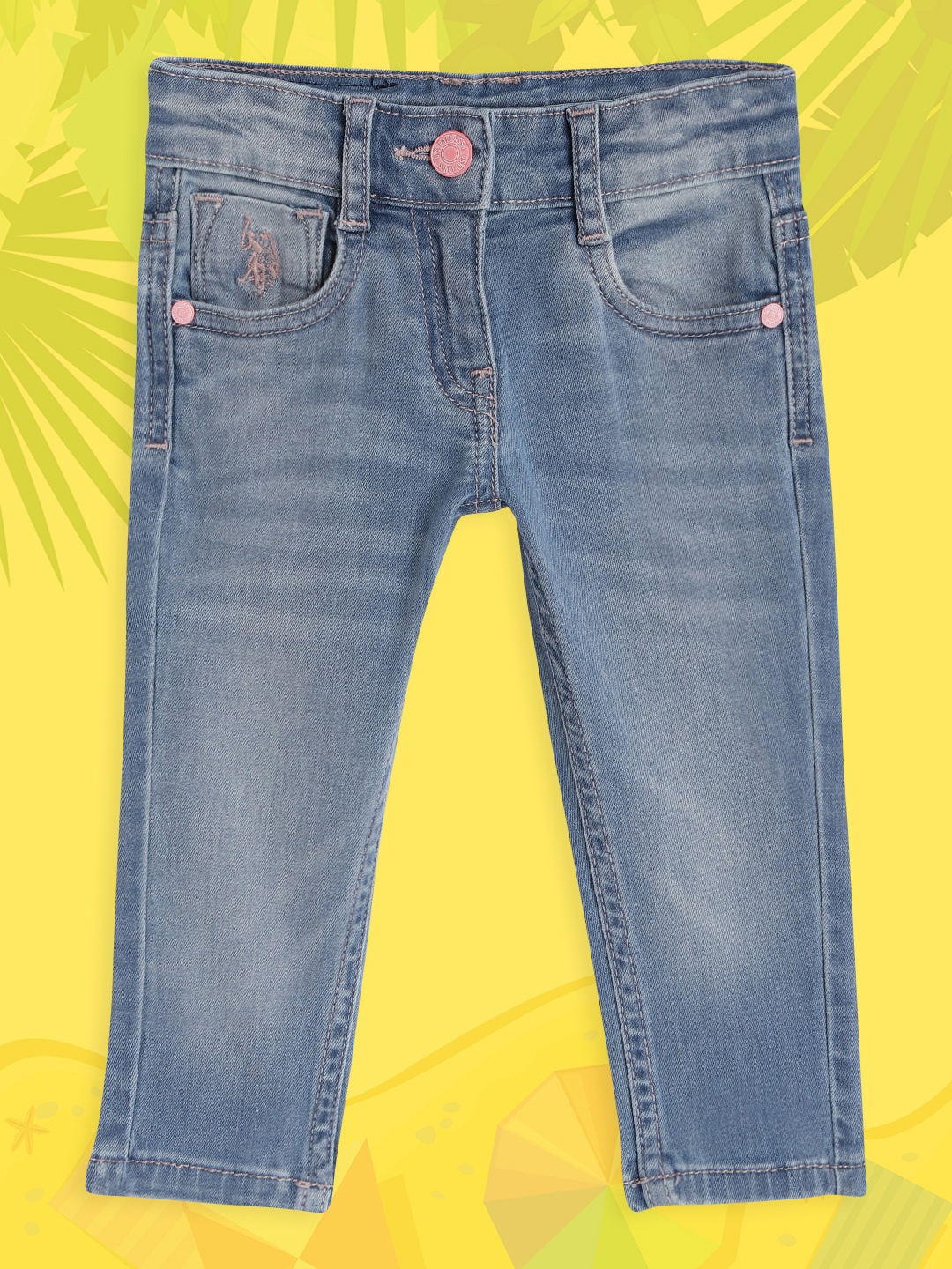 

U S Polo Assn Kids Girls Blue Light Fade Stretchable Jeans