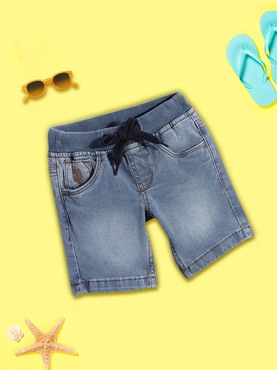 

U.S. Polo Assn. Kids Boys Blue Washed Denim Shorts