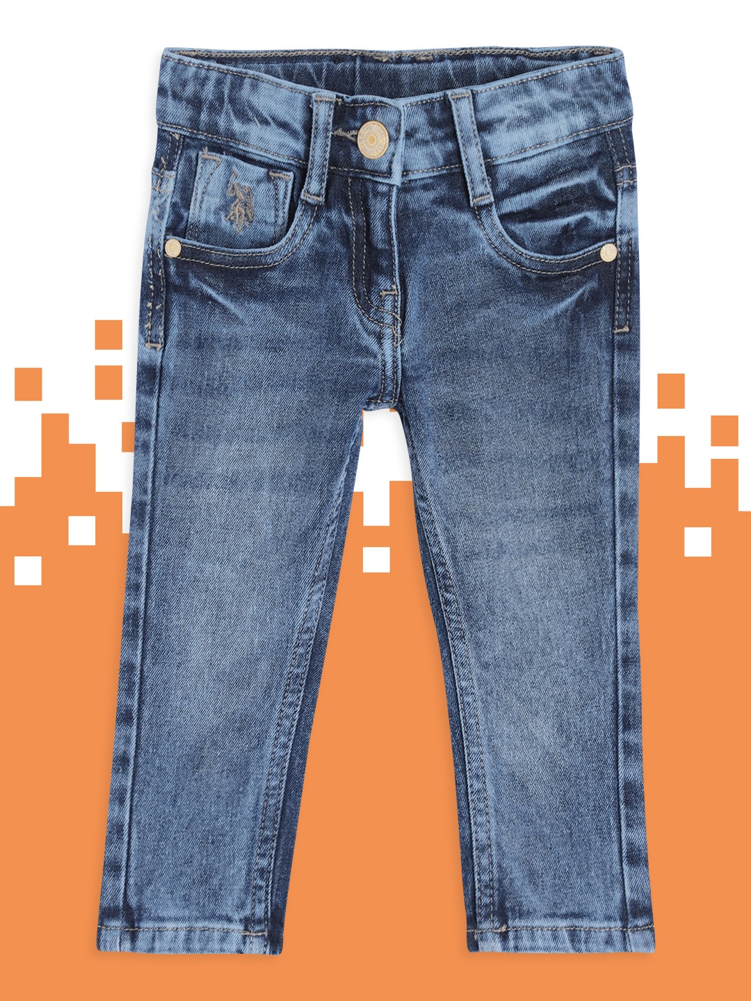 

U S Polo Assn Kids Girls Blue Light Fade Stretchable Jeans