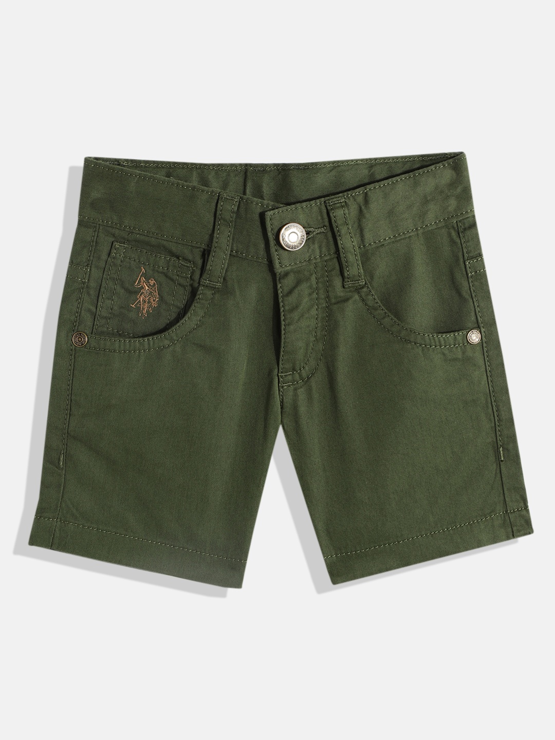

U.S. Polo Assn. Kids Boys Solid Pure Cotton Shorts, Green