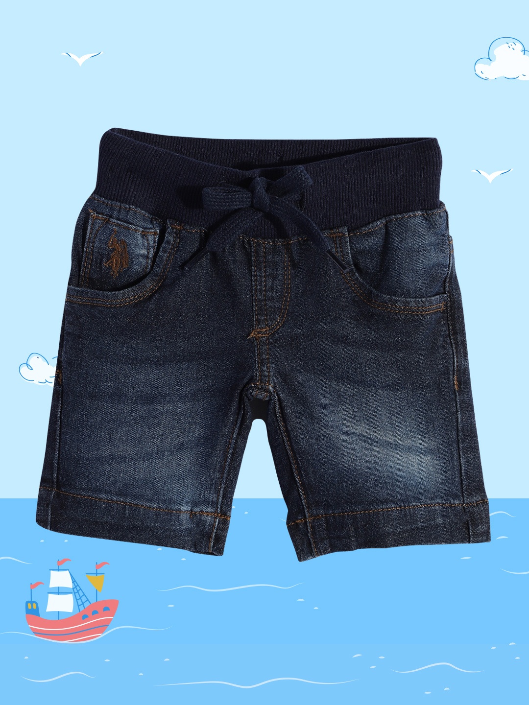 

U.S. Polo Assn. Kids Boys Navy Blue Denim Shorts
