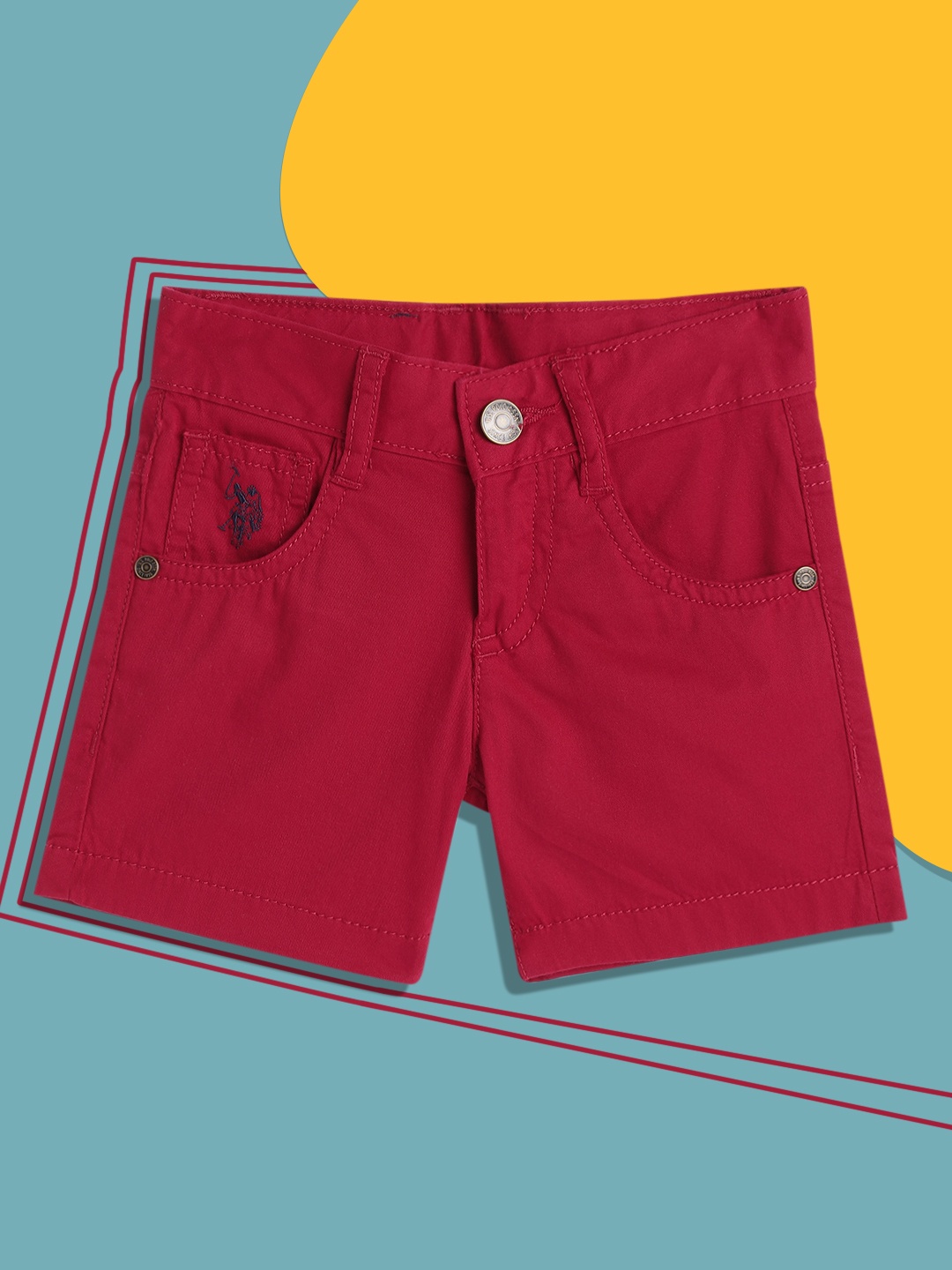 

U.S. Polo Assn. Kids Boys Red Pure Cotton Regular Shorts