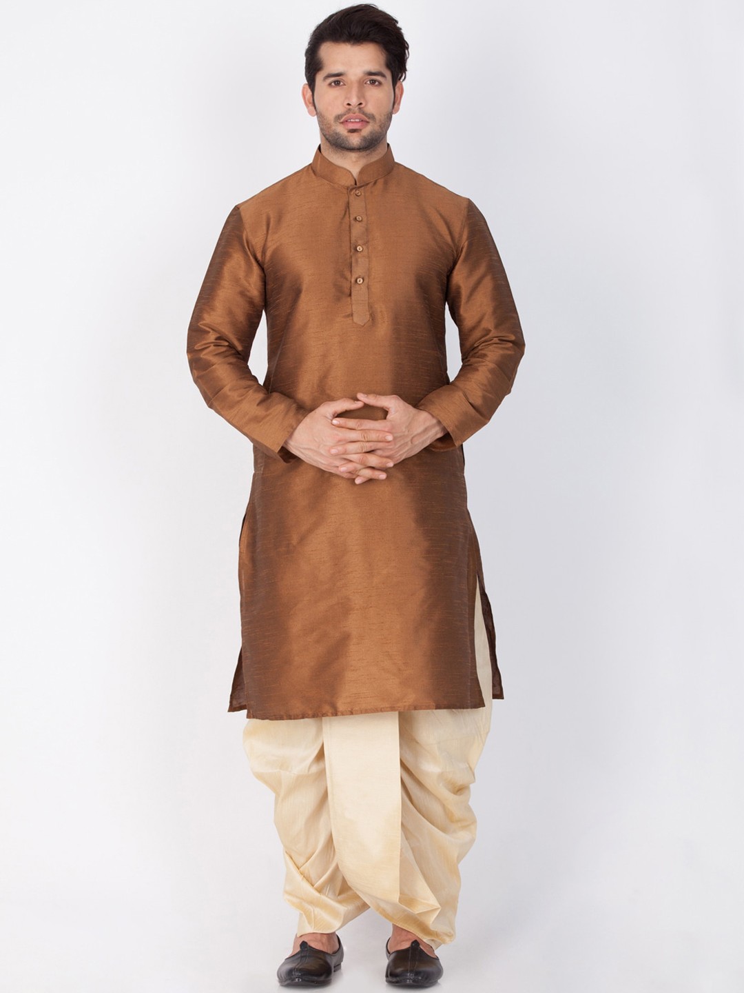 

VASTRAMAY Men Coffee Brown Kurta with Dhoti Pants