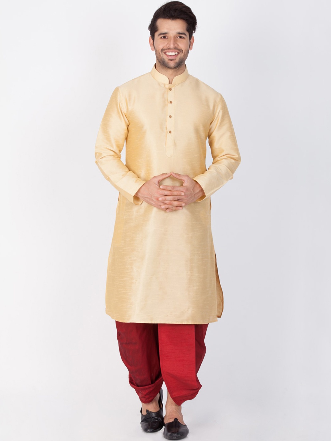 

VASTRAMAY Men Gold-Toned Kurta with Dhoti Pants