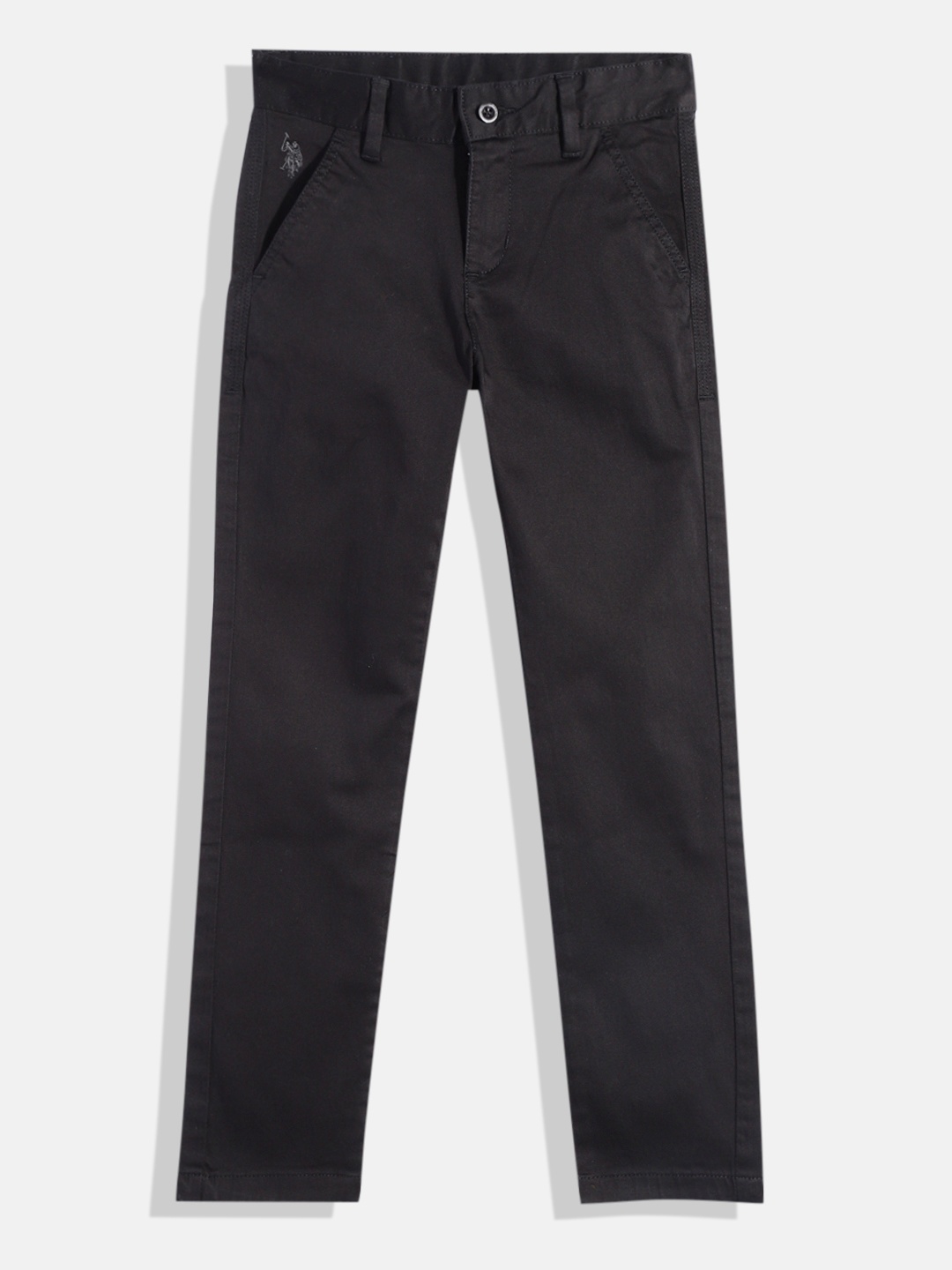 

U.S. Polo Assn. Kids Boys Black Solid Regular Fit Trousers