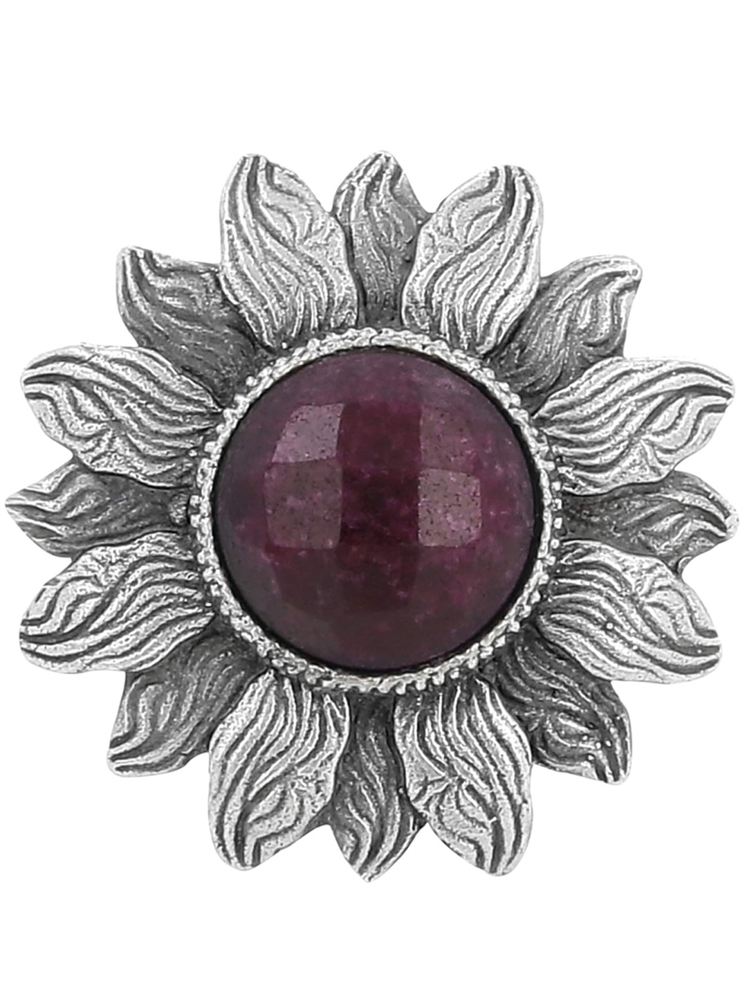 

EL REGALO Women Grey & Red Antique Sunflower Ring