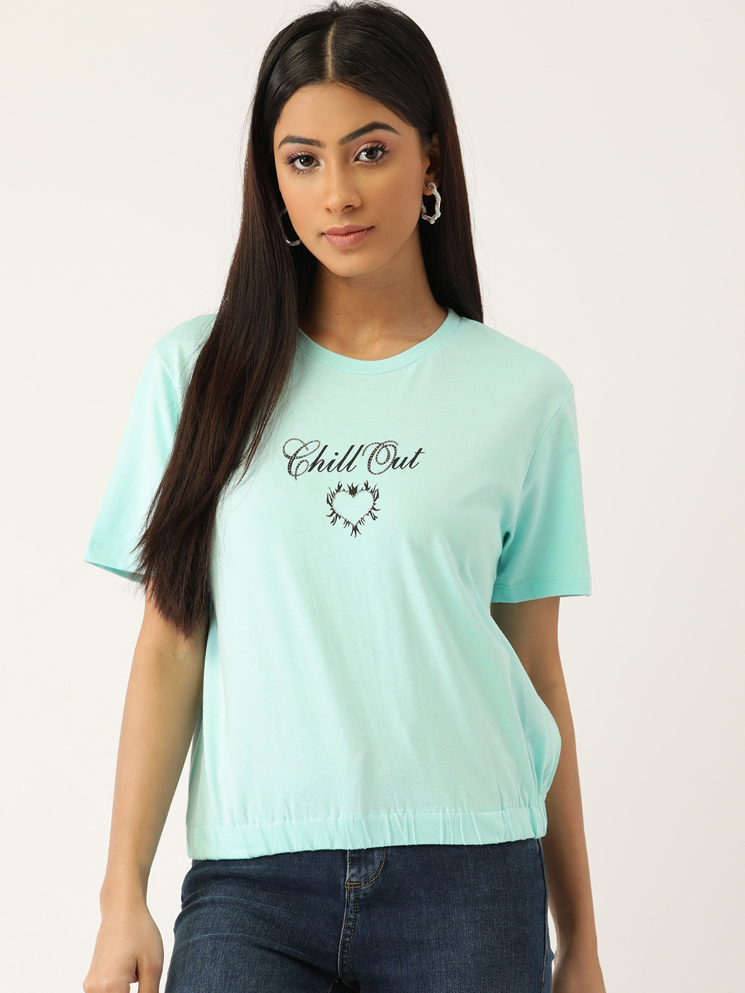 

Madame Blue & Black Pure Cotton Printed Blouson Top