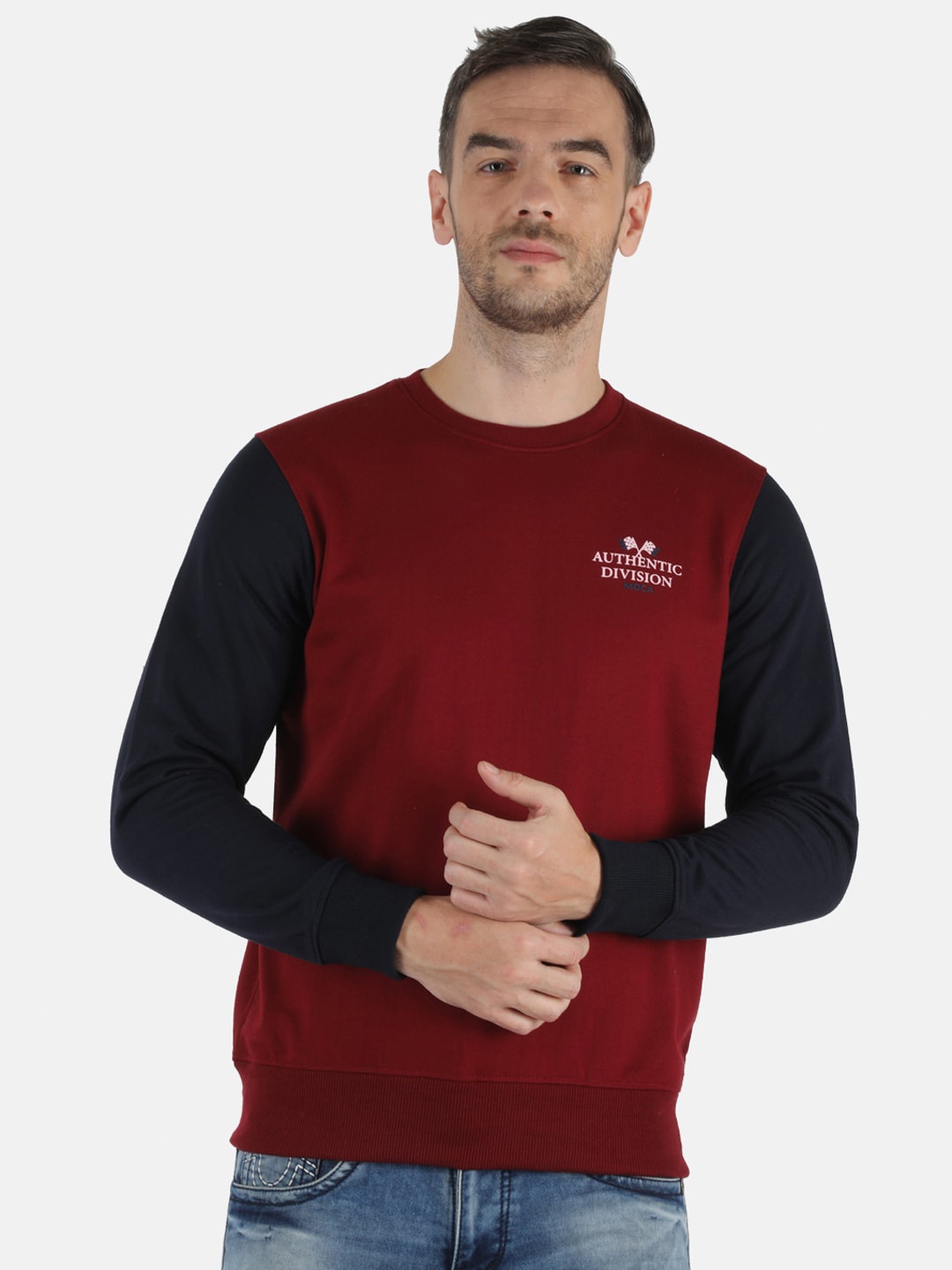 

Monte Carlo Men Maroon Colourblocked Sweatshirt