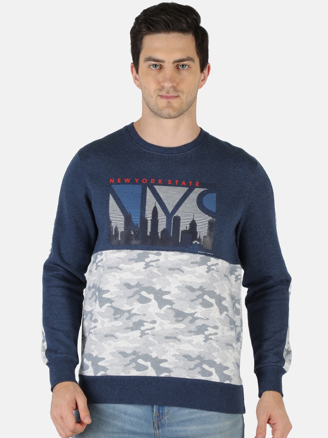 

Monte Carlo Men Navy Blue Printed Sweatshirt