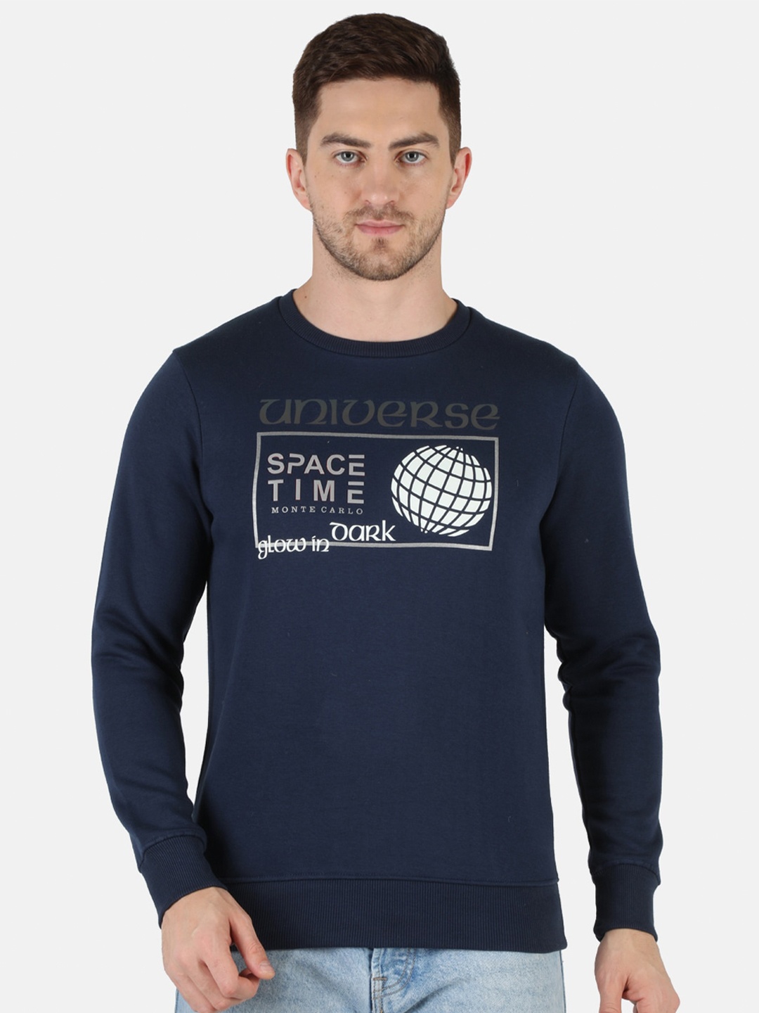 

Monte Carlo Men Navy Blue Printed Sweatshirt