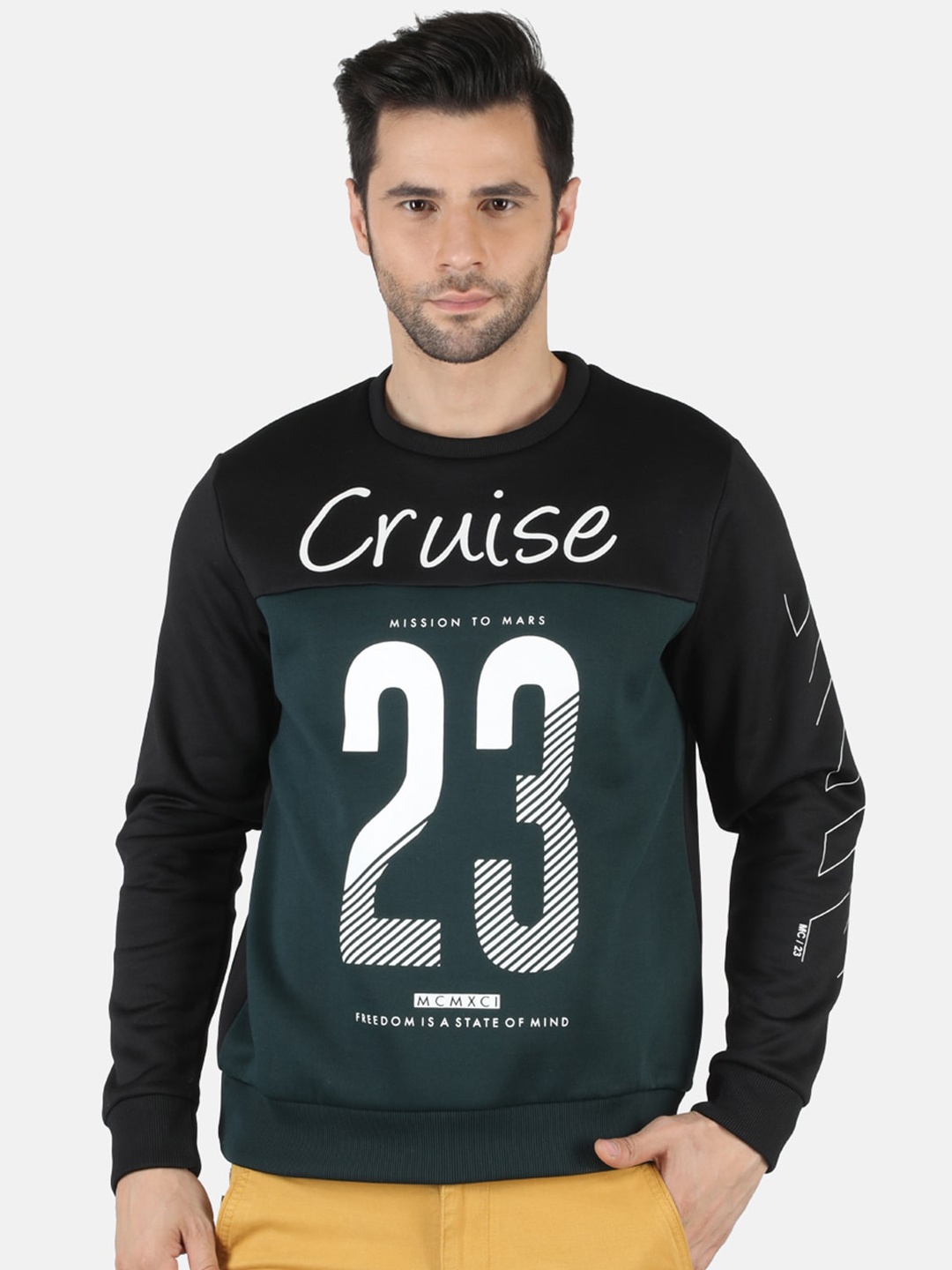 

Monte Carlo Men Green Printed Cotton Blend Sweatshirt