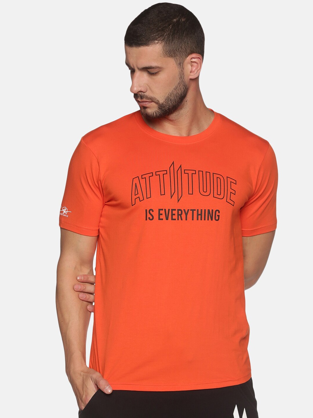 

ATTIITUDE Men Orange Typography Printed ClimaCool Regular Fit Slim Fit T-shirt