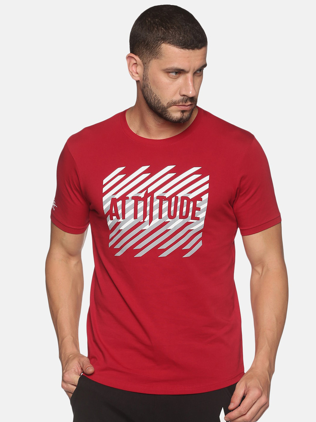 

ATTIITUDE Men Maroon Brand Logo Printed ClimaCool Slim Fit T-shirt