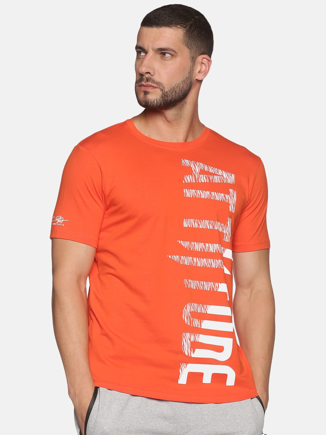 

ATTIITUDE Men Orange Typography Printed ClimaCool Slim Fit T-shirt