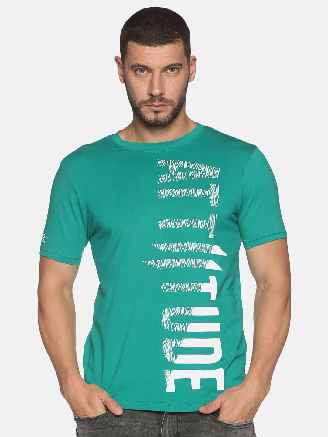 

ATTIITUDE Men Green Printed ClimaCool Slim Fit T-shirt