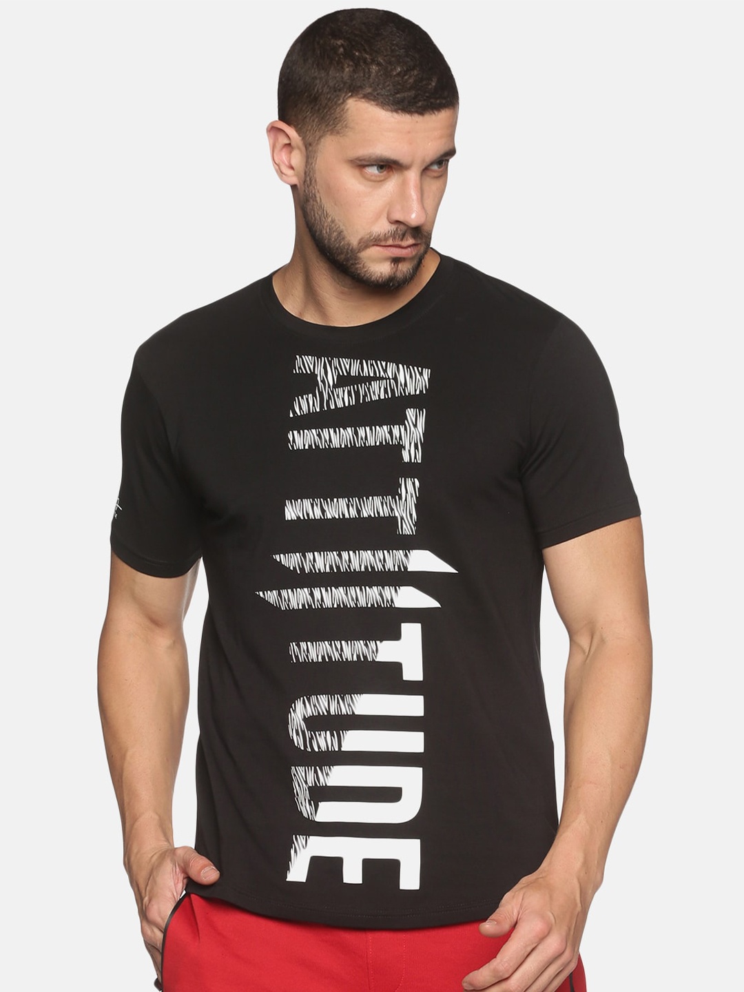 

ATTIITUDE Men Black Typography Printed ClimaCool Slim Fit T-shirt