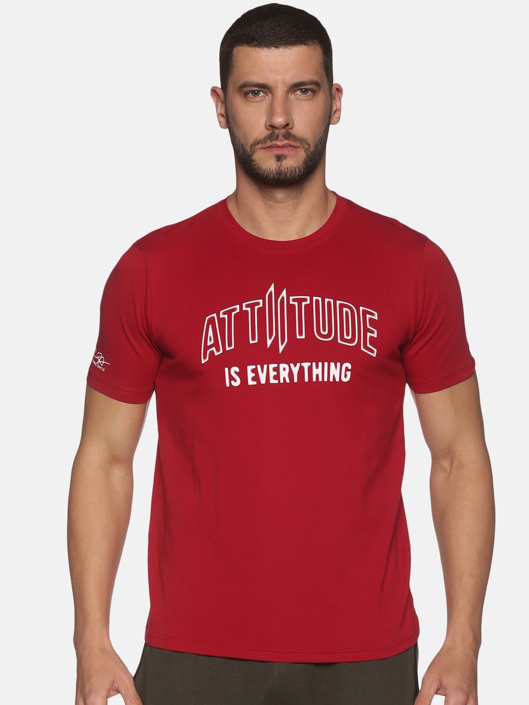 

ATTIITUDE Men Maroon Typography Printed ClimaCool Winter Slim Fit T-shirt