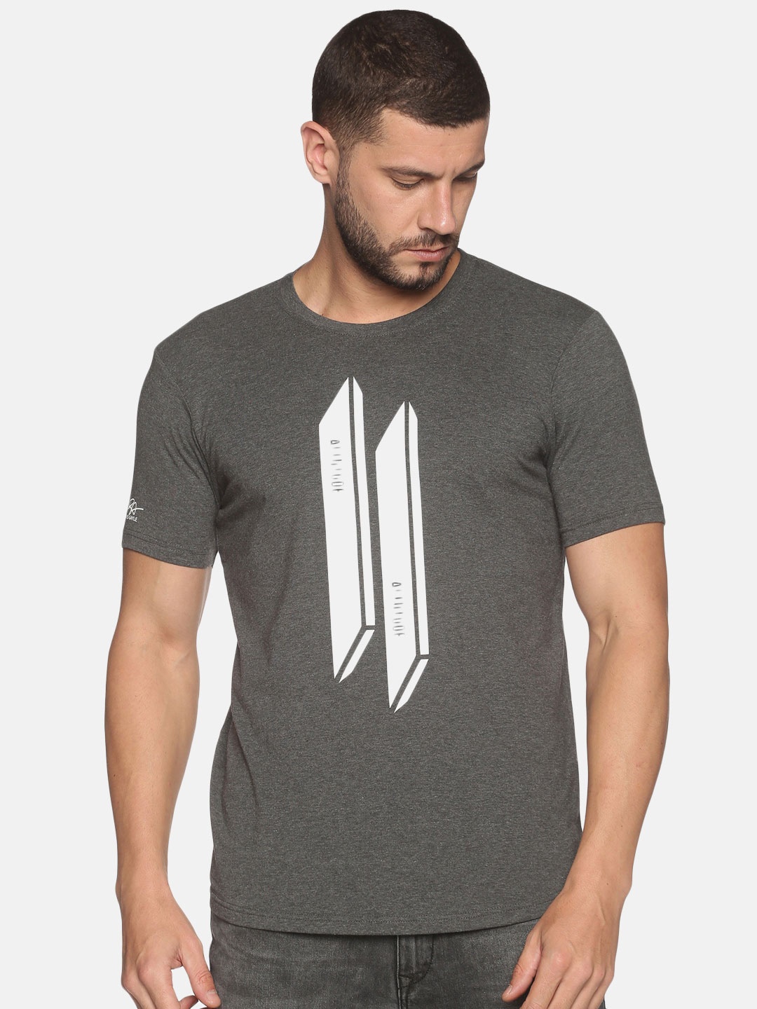 

ATTIITUDE Men Charcoal Typography Printed ClimaCool Slim Fit T-shirt
