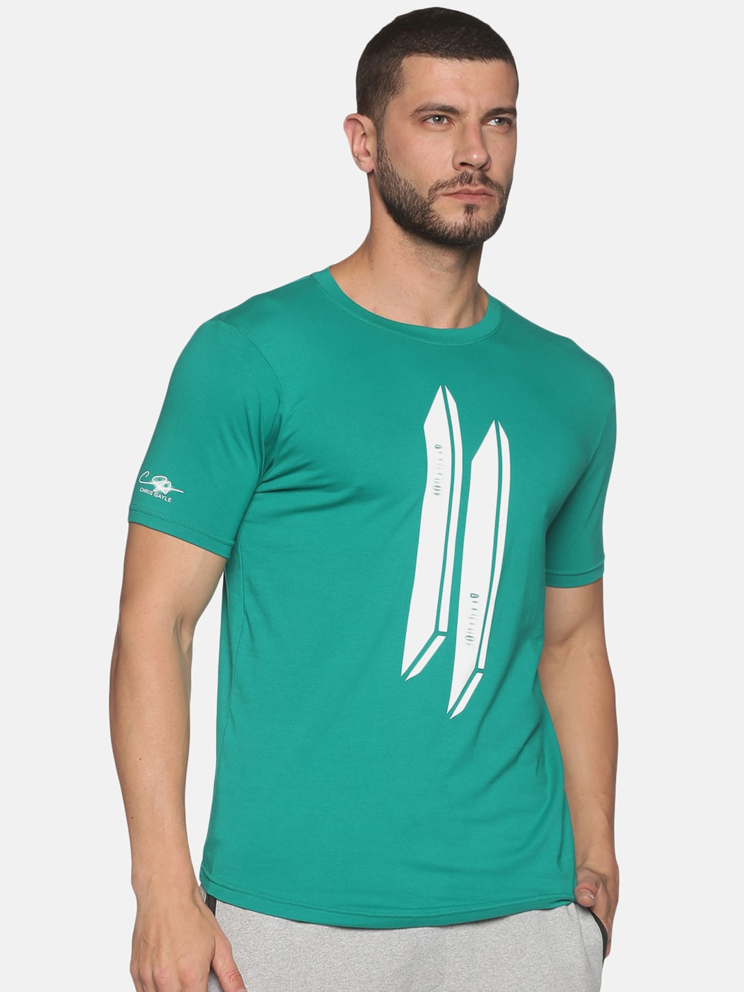 

ATTIITUDE Men Green Abstract Printed ClimaCool Slim Fit T-shirt