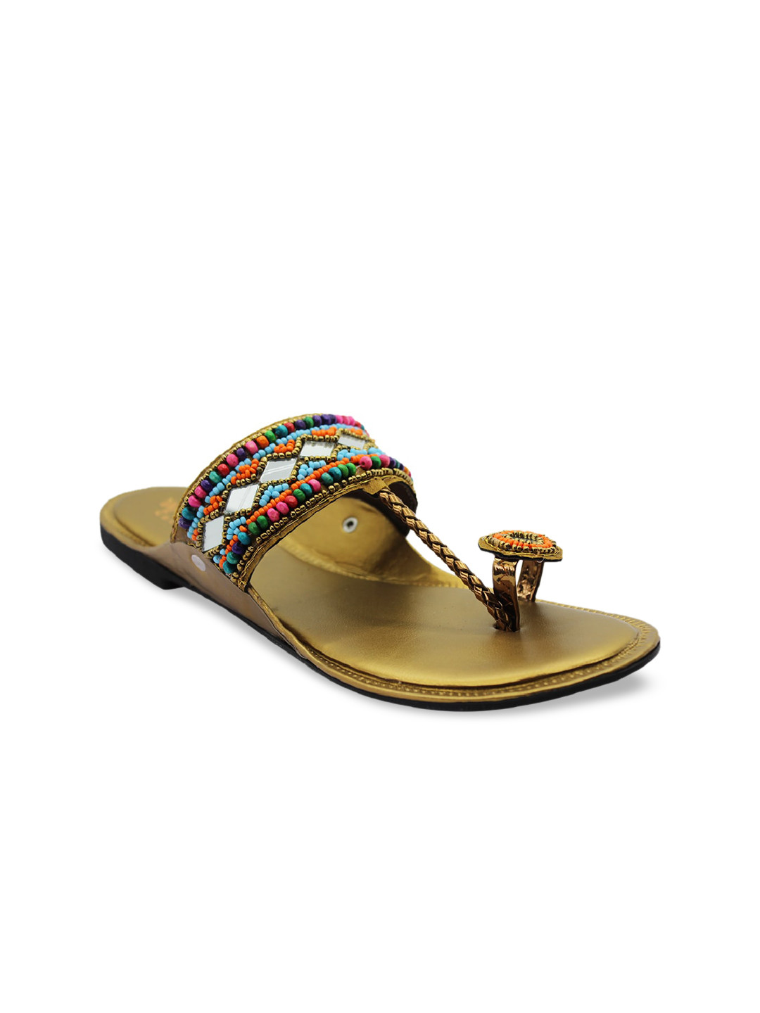 

WALK N STYLE COLLECTION Women Beige Embellished Open Toe Flats