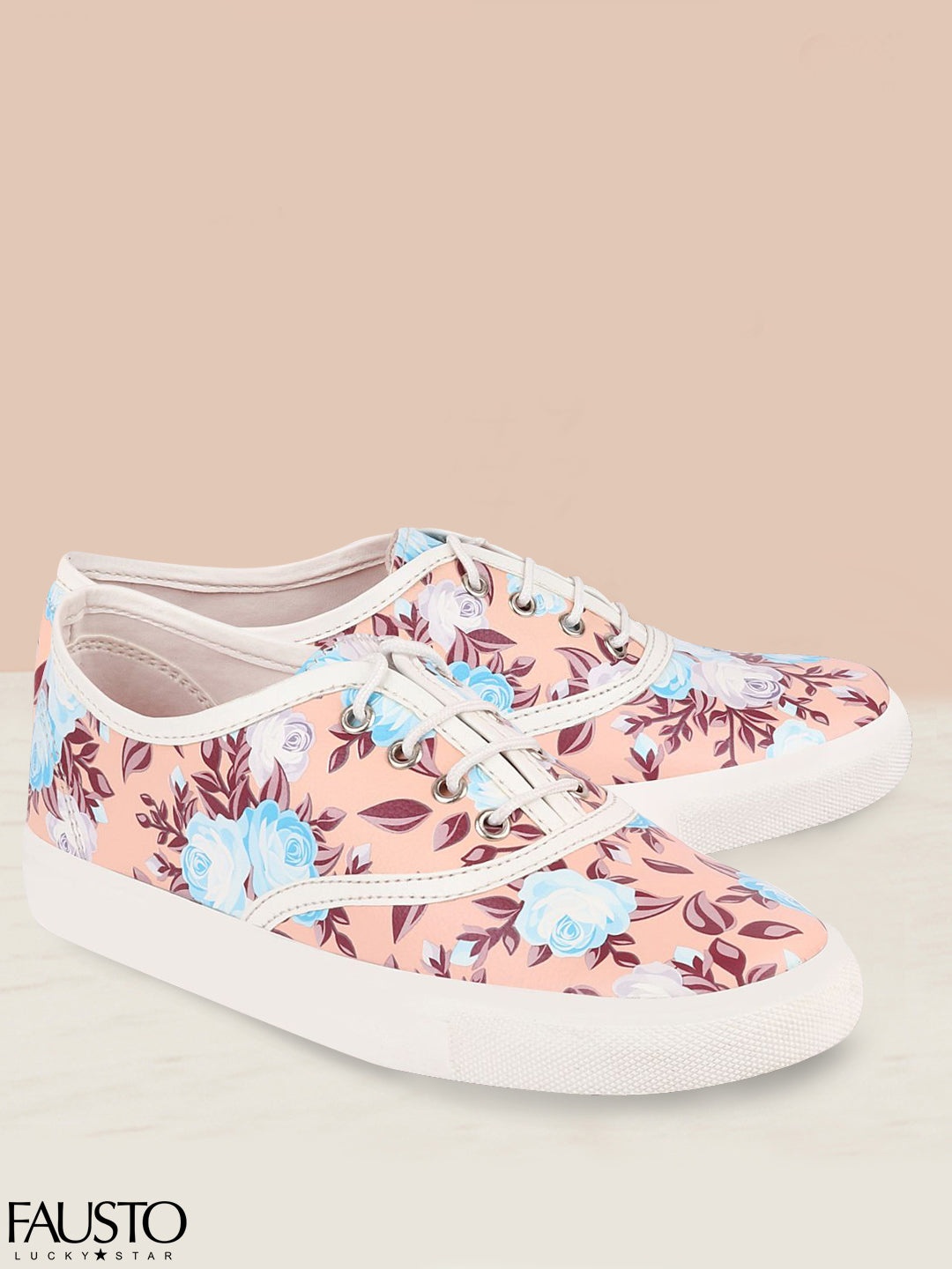 

FAUSTO Women Pink Printed PU Sneakers