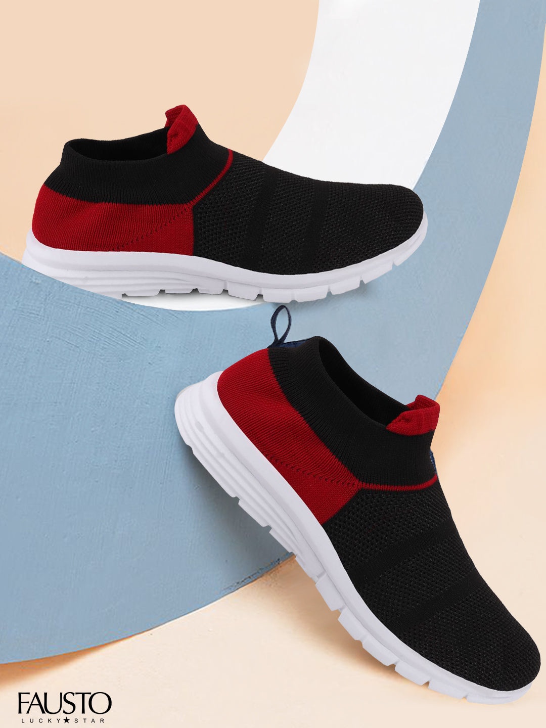 

FAUSTO Women Black Mesh Walking Non-Marking Shoes