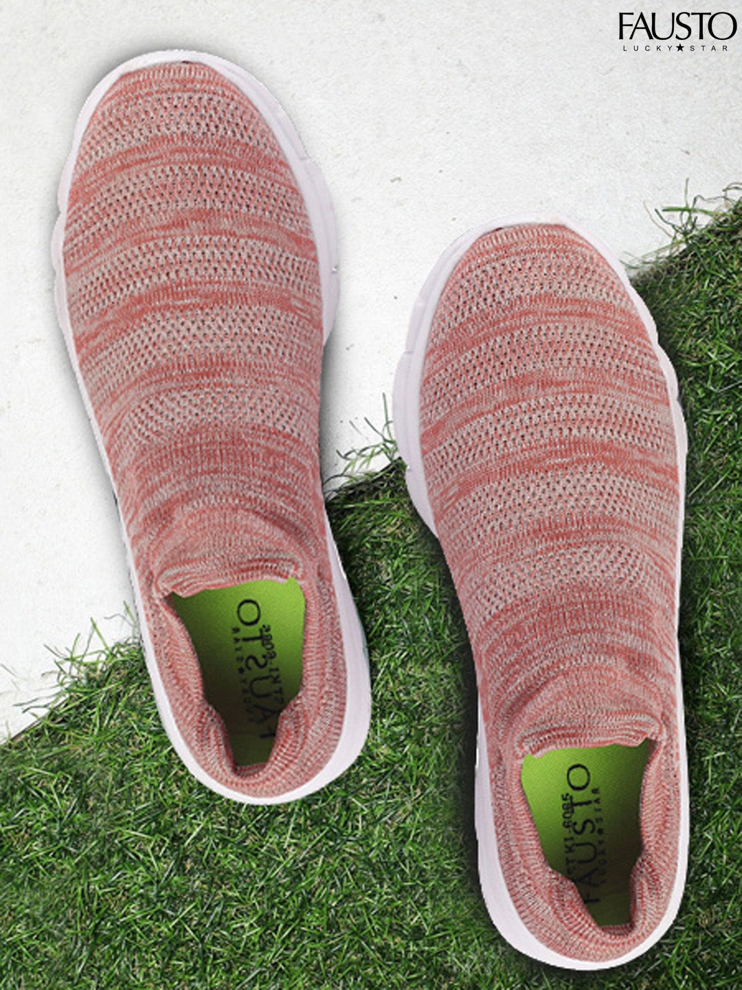 

FAUSTO Women Pink Mesh Non-Marking Slip -On Walking Shoes