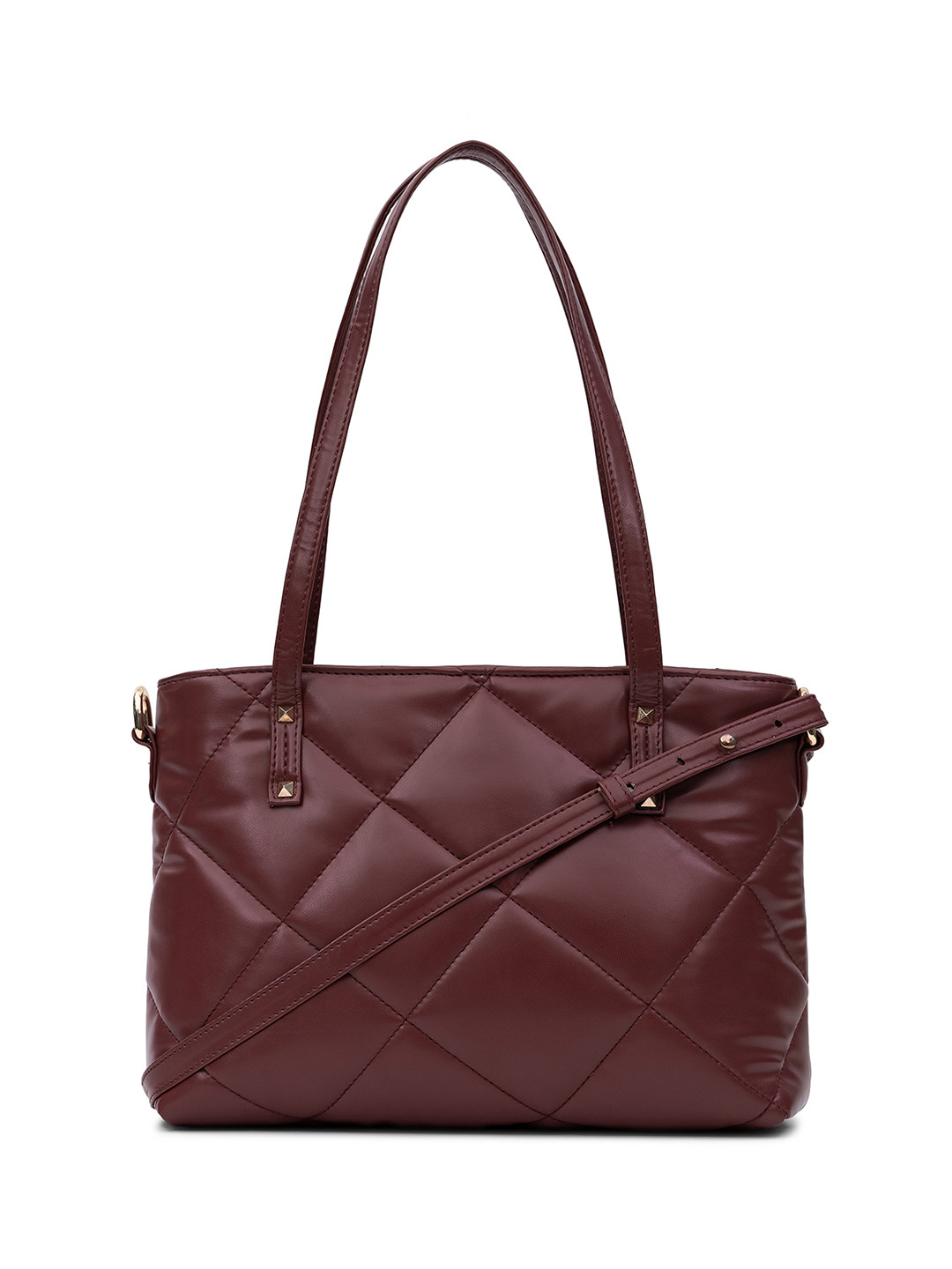 

NUFA Maroon PU Structured Handheld Bag with Quilted