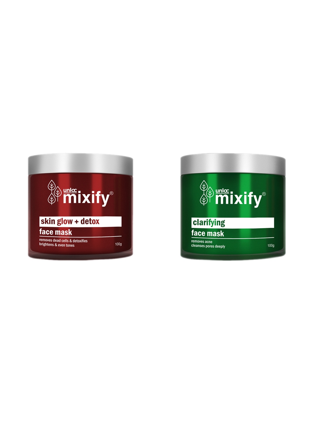

Unloc Set of Mixify Skin Glow+Detox & Clarifying Face Masks 100 gm Each, Red
