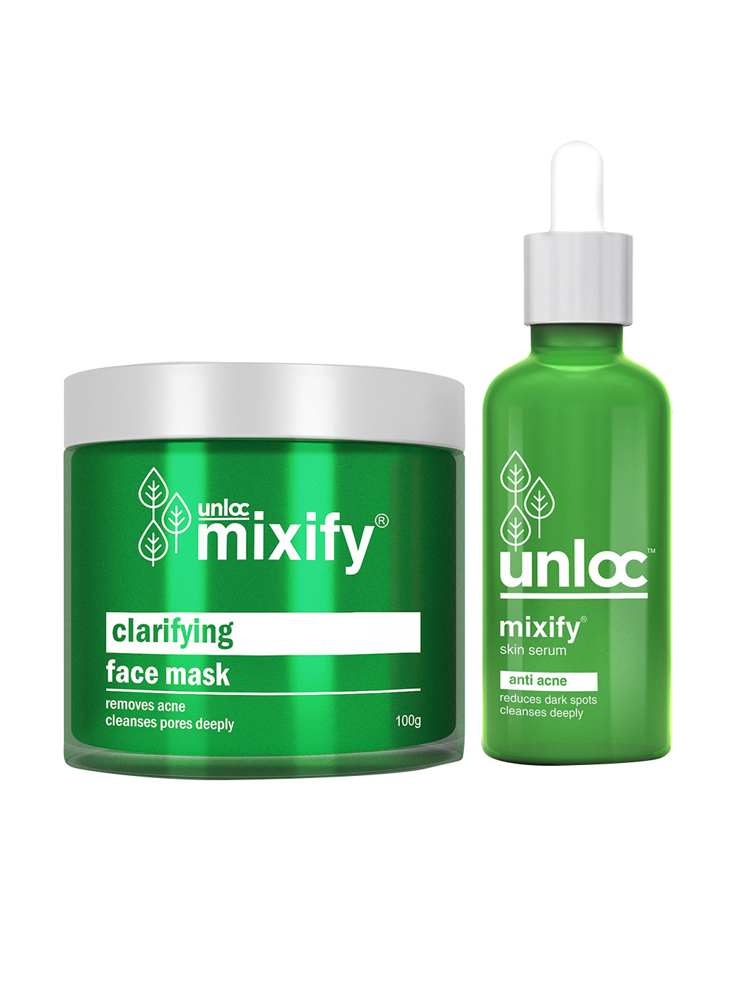 

Unloc Set of Mixify Anti-Acne Skin Serum & Clarifying Anti-Acne Face Mask, Green