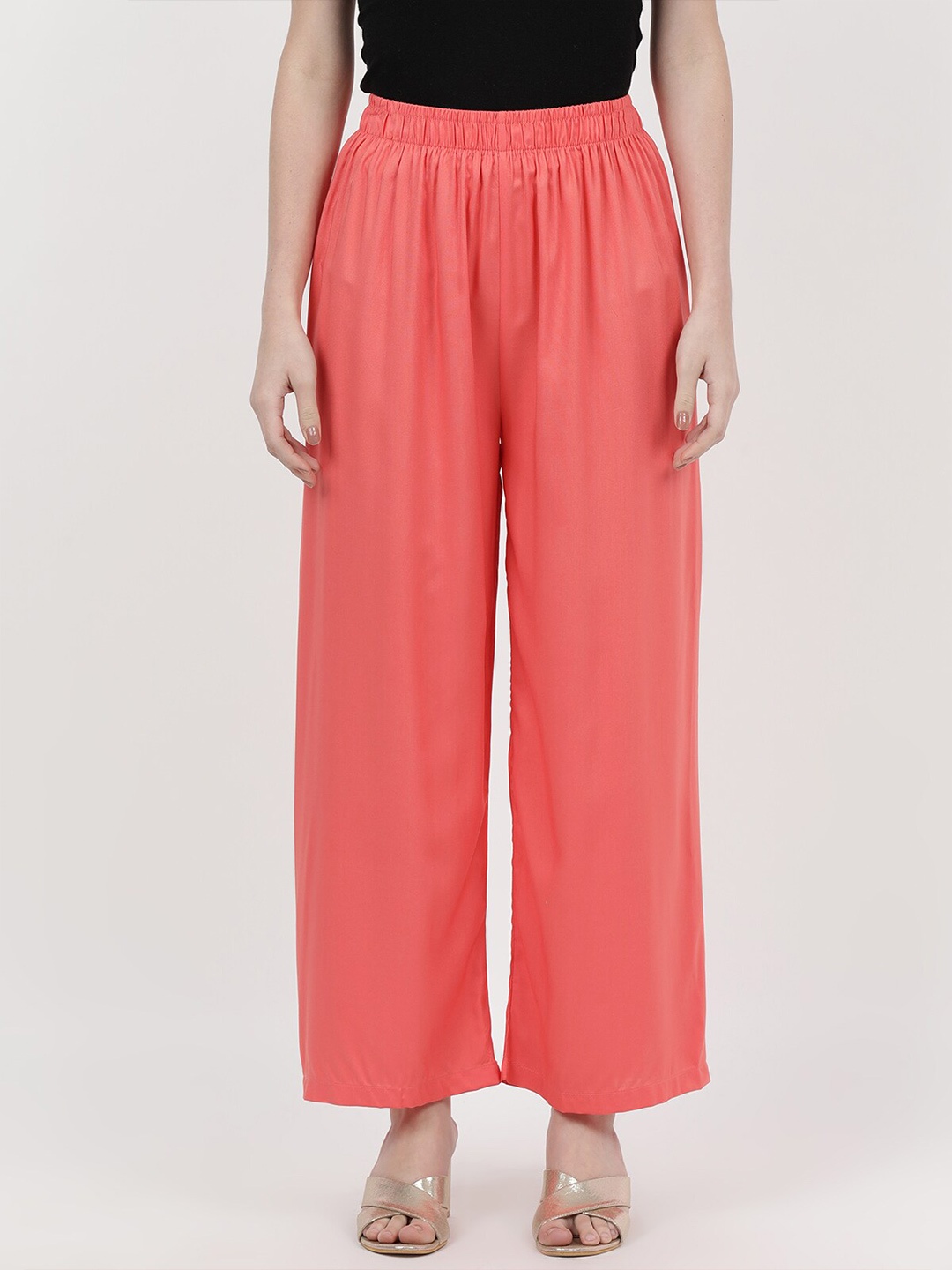 

V2 Value & Variety Women Coral Solid Knitted Palazzos
