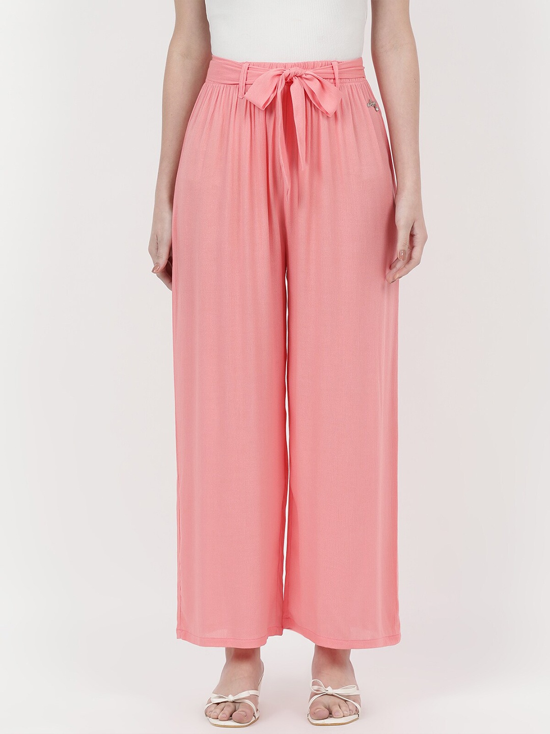 

V2 Value & Variety Women Peach-Coloured Solid Knitted Palazzos